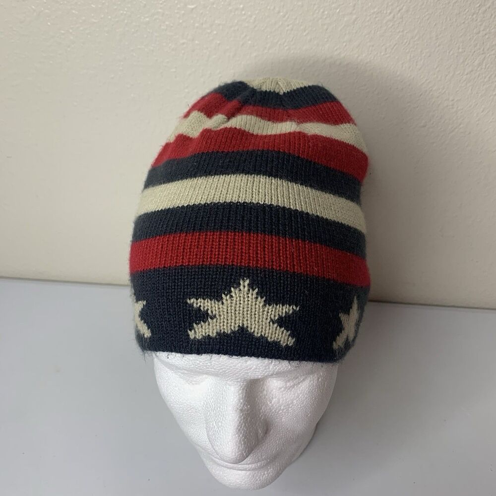 DHC Dorfman Hat Company Beanie Hat Red White Blue Stars Stripes Patriotic USA